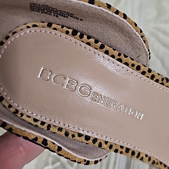 BCBGeneration Lexana Animal Print Leather Heeled Sandals Womens Size 5 - Picture 11 of 14